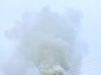 Пожар после удара молнии на куполе и крыше Собора в Кылтовском монастыре